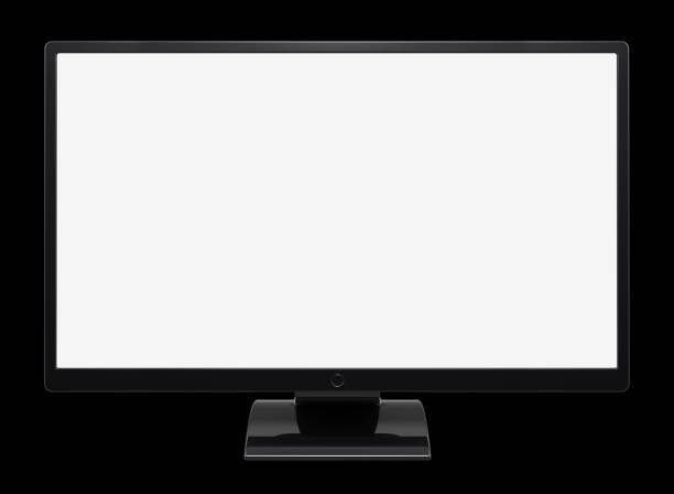 Computer monitor flat screen wide blank on black background