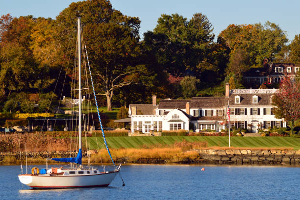 Luxury Waterfront Homes in Greenwich Connecticut stock photo