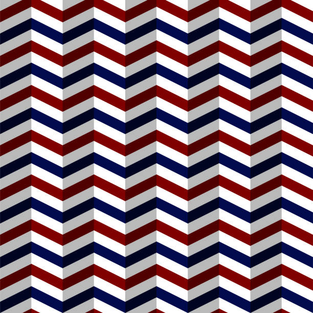 ilustrações, clipart, desenhos animados e ícones de vermelho, branco e azul 3 dimensional chevron padrão sem emenda - chevron pattern repetition zigzag