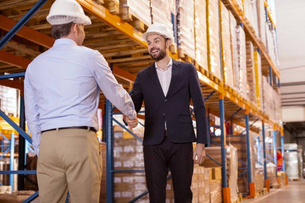 istock Positive joyful men greeting each other 955619146