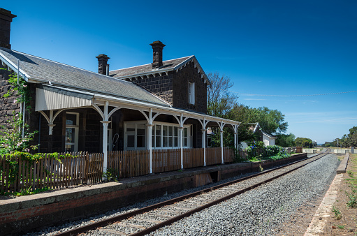 Bannockburn, Australia - February 15, 2015: the Bannockburn railway station was constructed in 1862. It no longer operates as a railway station.