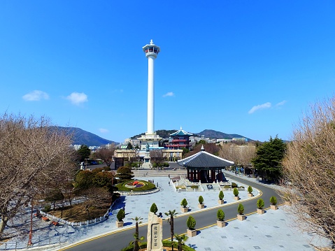Early Spring of Busan Tower, Busan, South Korea, Asia when mar-13-2018