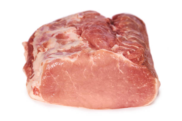 istock Fresh Pork meat slice. Isolated on a white background 955650270
