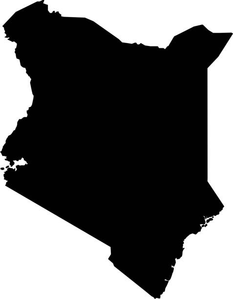 ilustrações de stock, clip art, desenhos animados e ícones de black silhouette country borders map of kenya on white background. contour of state. vector illustration - victoria state