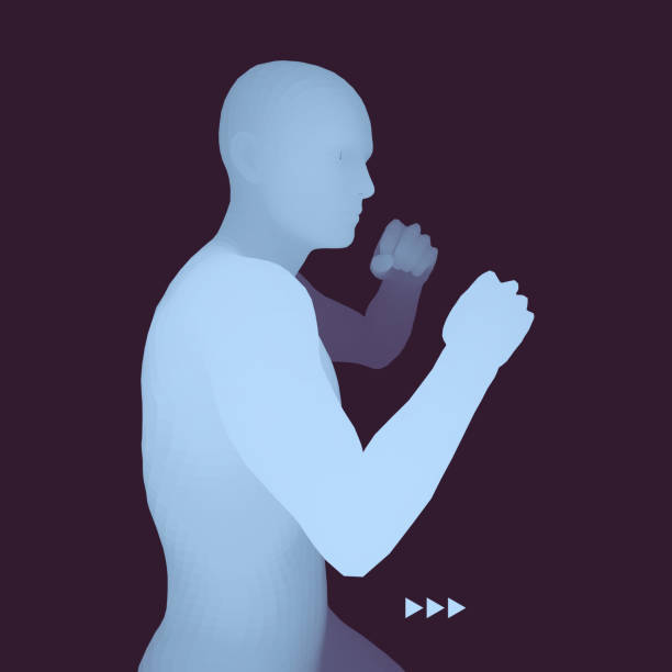 istock Boxer. 3D Model of Man. Human Body. Sport Symbol. Design Element. Vector Illustration. 955653620