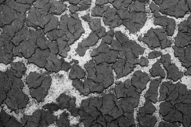a textura do fundo da areia do reservatório e o acúmulo de sedimentos na parte superior. plano de fundo. imagem de preto e branco. - silt sand textured black sand - fotografias e filmes do acervo
