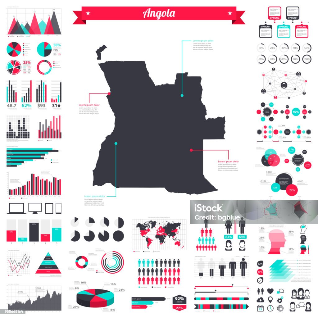 Angola Map With Infographic Elements Big Creative Graphic Set Stock ...