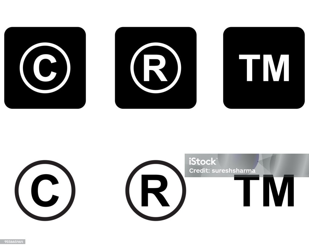 Copyright trademark icons set Intellectual Property stock vector