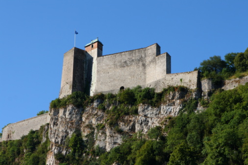 Veliko Tarnovo, Bulgaria - September 23, 2023: View of the Tsarevets fortress, with visitors, in Veliko Tarnovo, Bulgaria