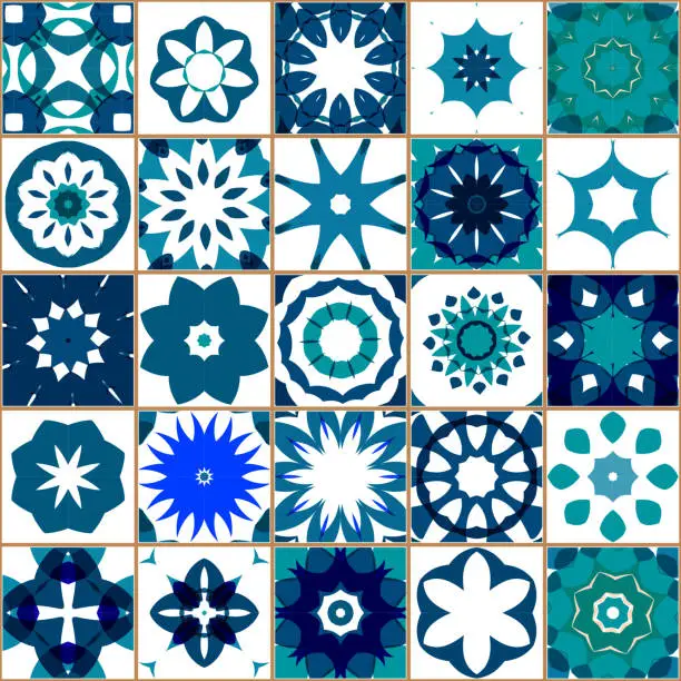 Vector illustration of Vector Blue Tile Pattern