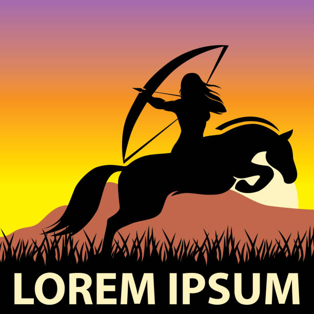 ilustrações de stock, clip art, desenhos animados e ícones de archer rider - serbia horse nature landscape