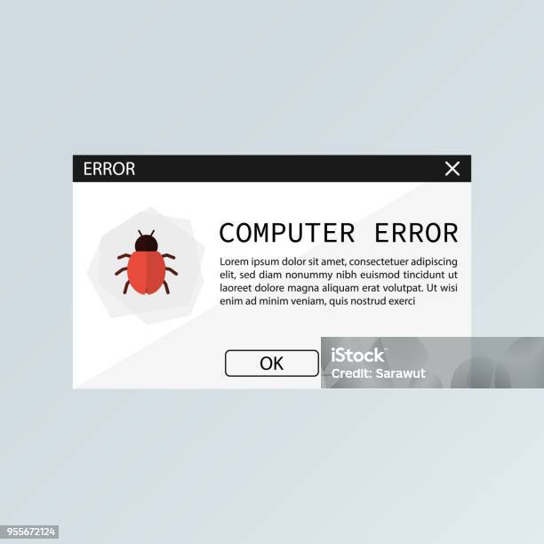 Bug Program Error On Computer Computer Bug Error Notification Popup Vector Stock Illustration ...