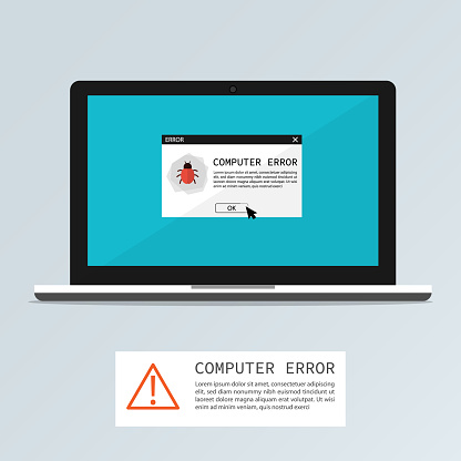 Computer Broken Notification Computer Bug Error Notification Popup Vector Stock Illustration ...