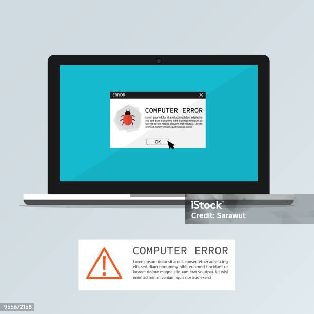 Computer Bug Error Notification Popup Vector Stock Illustration ...