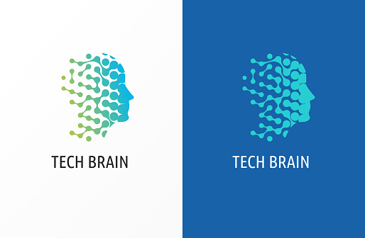 Brain, Creative mind, learning and design icons. Man head, people symbols, vector logos