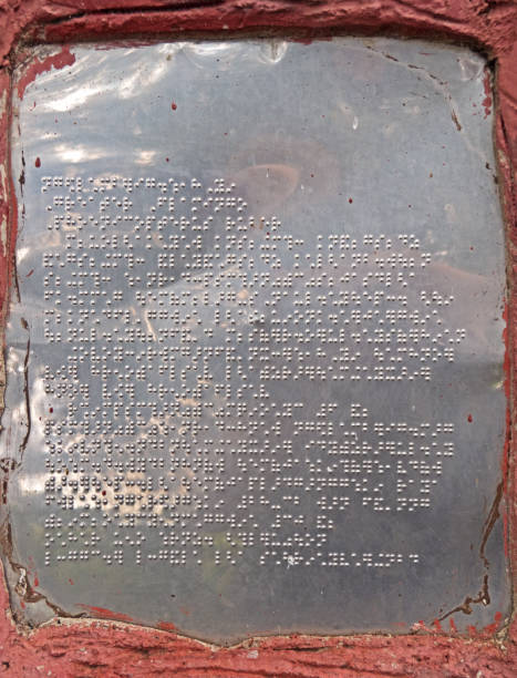 istock Antique Braille language on Metal Sheet 955676908