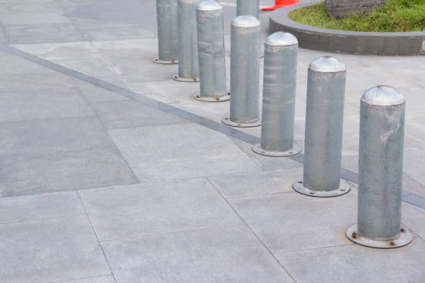 istock steel bollards on concrete floor 955680840