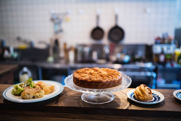 Freshly made goods at a cafe on the counter