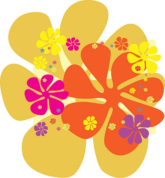 booty funk wybuch - 1960s style 1970s style flower backgrounds stock illustrations