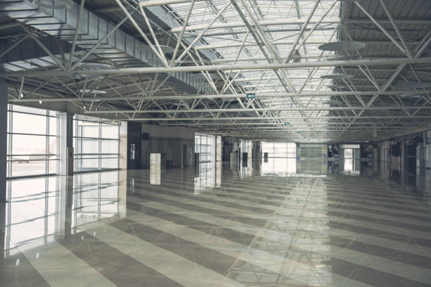 istock Light hall with grey door and concrete floor 955691106