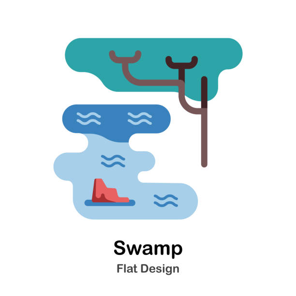 Swamp Swamp and tree flat illustration marsh illustrations stock illustrations