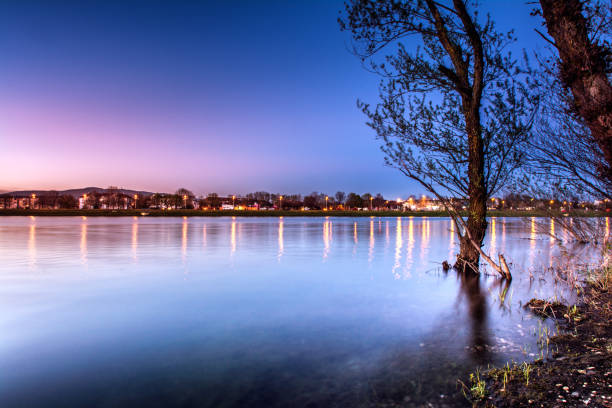 Long exposure Sunset on the Jarun lake in Zagreb Croatia