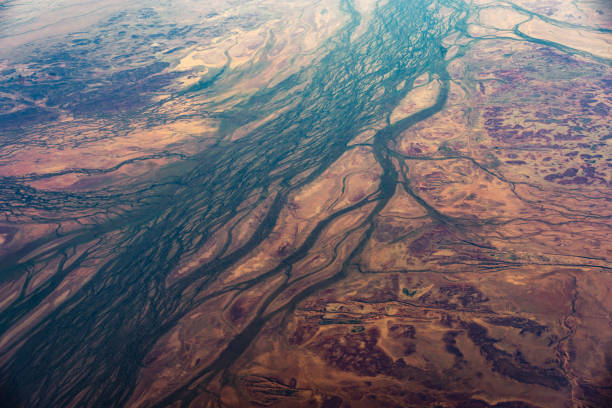 Aerial view of the highland grassland road