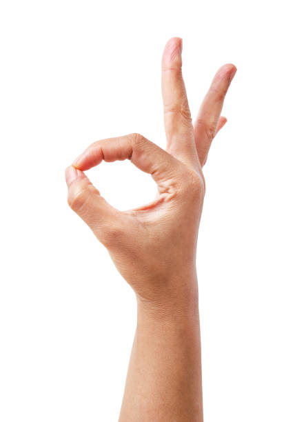 istock Woman hand in ok sign on a white isolated background 955699680