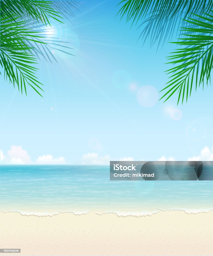 Sfondo spiaggia tropicale - arte vettoriale royalty-free di Spiaggia