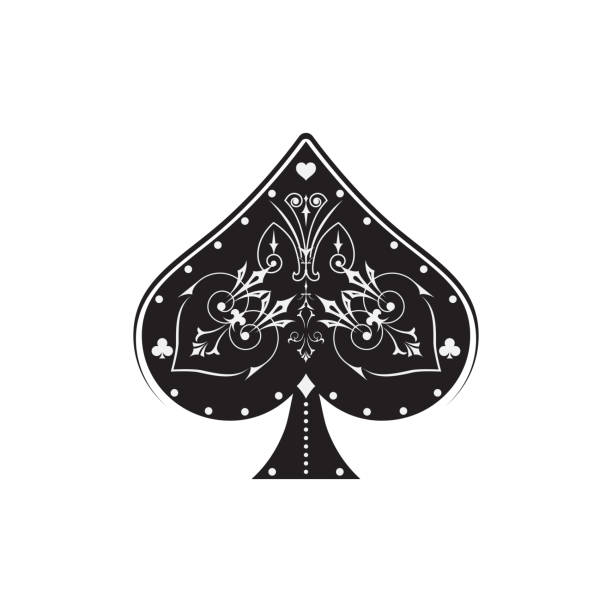 ilustrações, clipart, desenhos animados e ícones de poker e casino. ás de espadas, vintage e retrô do estilo. ilustração em vetor. - ace of spades