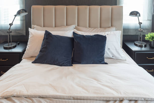 istock classic bedroom style with modern lamp 955707774