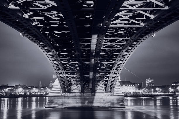 istock Theodor-Heuss Bridge in Mainz, Black and white 955711348
