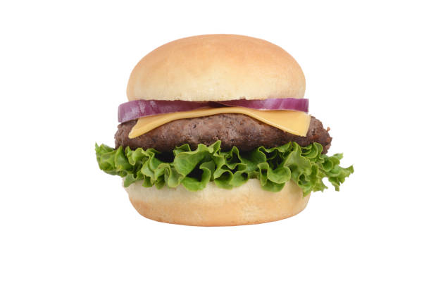 istock isolated homemade hamburger with lettuce and cheese 955712154