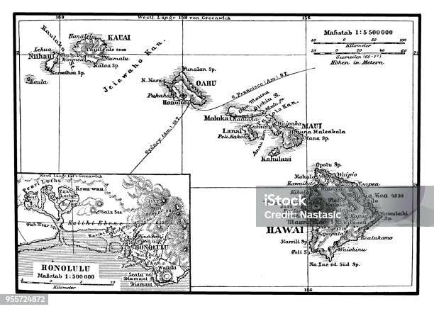 Map Of The Hawaiian Archipelago Stock Illustration - Download Image Now - Big Island - Hawaii Islands, Hawaii Islands, Map