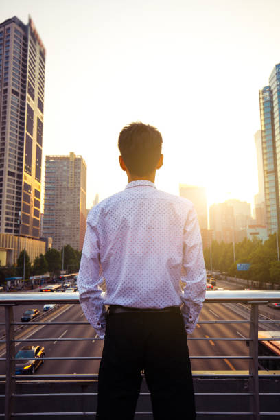 istock Businessman looking at city,standing on bridge 955727524