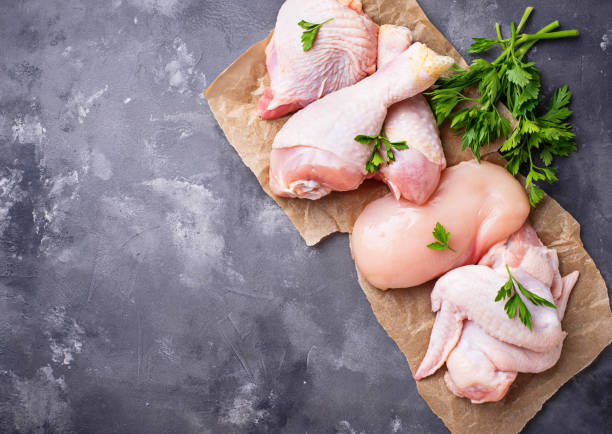 istock Raw chicken meat fillet, thigh, wings and legs 955727982