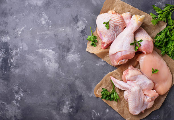 istock Raw chicken meat fillet, thigh, wings and legs 955728074