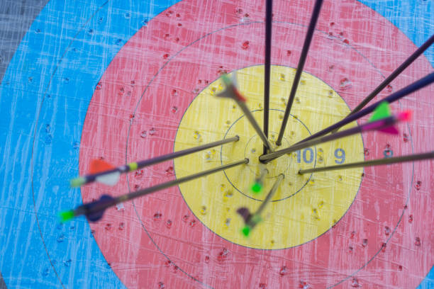 istock Archery target with arrows on it. Success concept 955736796