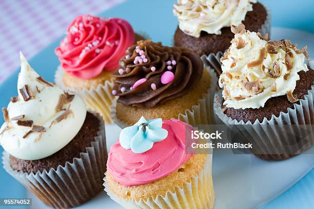 Cupcakes Stock Photo - Download Image Now - Baked, Blue, Buttercream