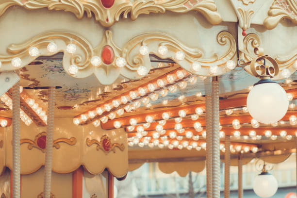 istock Details of a vintage carousel. Retro toned. 955744320