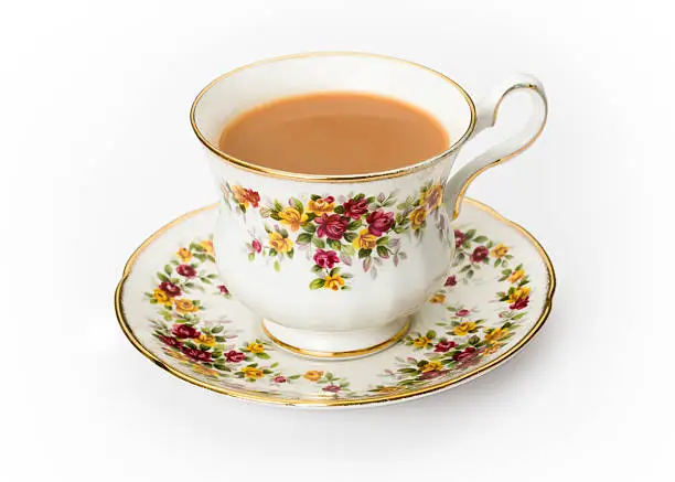 Photo of English tea in a bone china cup