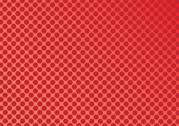 istock Abstract red and orange color of circle shapes halftone pattern. Texture pixel Curved mosaic dotted background. Pop art template. Vector illustration 955749752