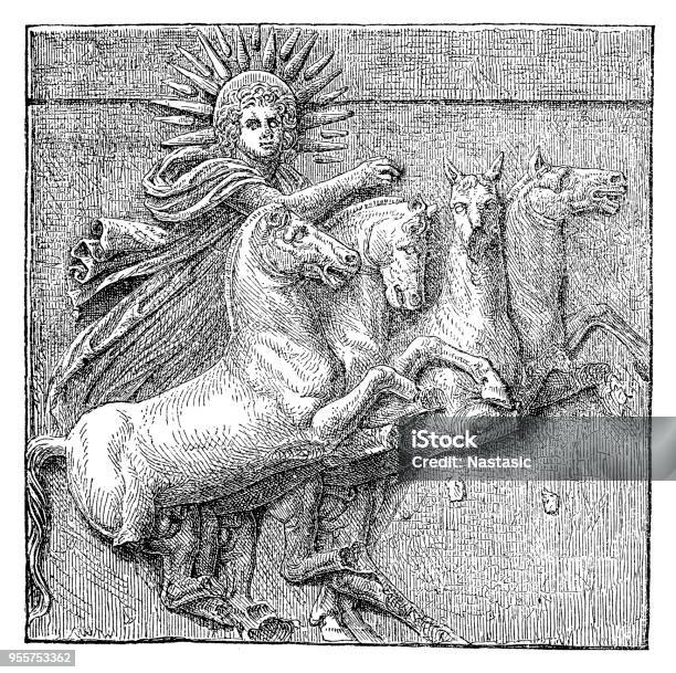 Sun God Helios Relief Altes Museum Berlin Stock Illustration - Download Image Now - God, Sun, Chariot