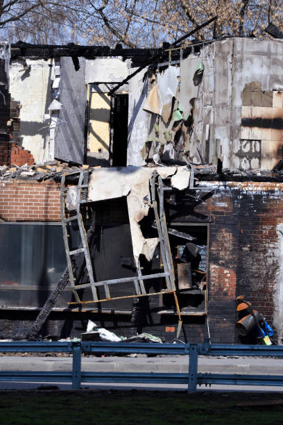 istock The house suffered from a fire. The ashes. Danger of fire 955763740