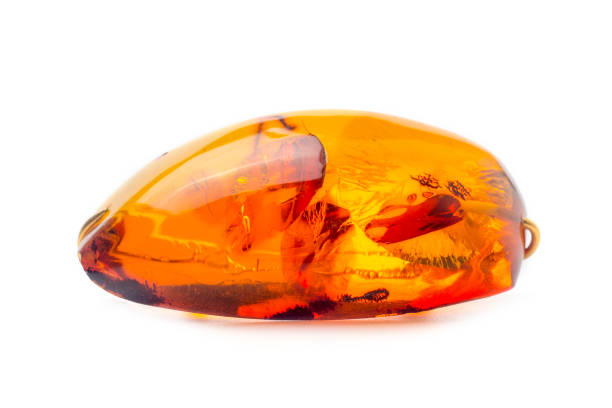 istock Amber brooch isolated on white background. 955764236