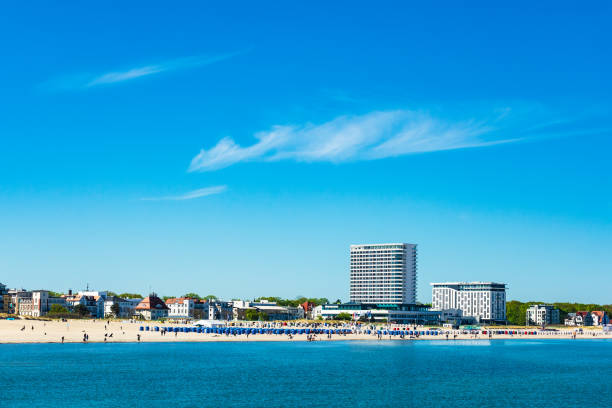 istock Baltic Sea with blue sky in Warnemuende, Germany 955764428