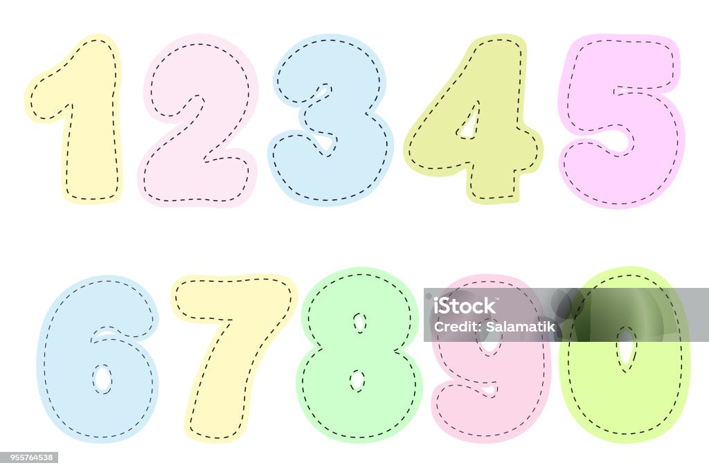 Patching Numbers Comic Set Patch Comic Badges Hand Drawn Vector Cartoon Funny Pop Art Stickers ...