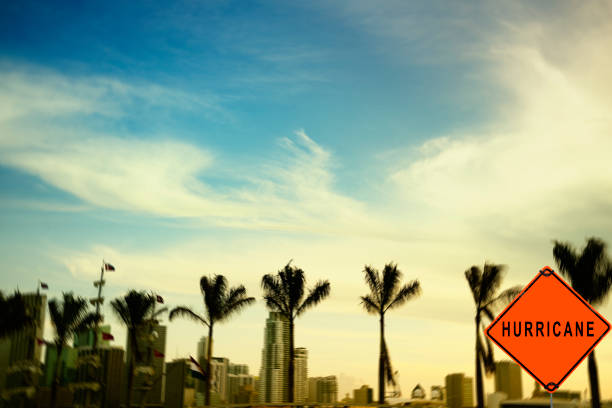 istock Hurricane Road Sign, Miami. 955765136