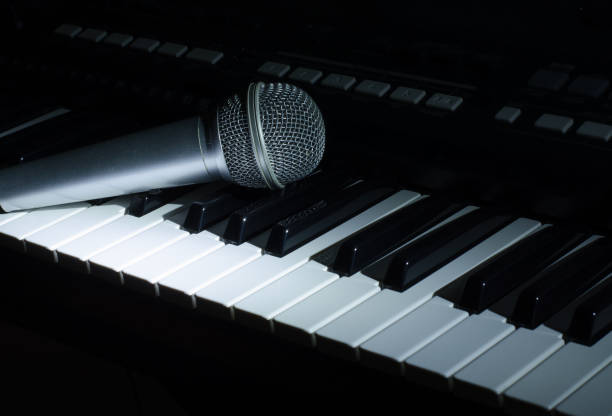 istock The synthesizer music in the dark. Microphone 955765272