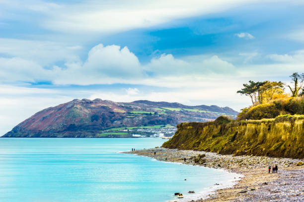 coast and beach of the irish sea by bray near dublin - dublin bay flash imagens e fotografias de stock